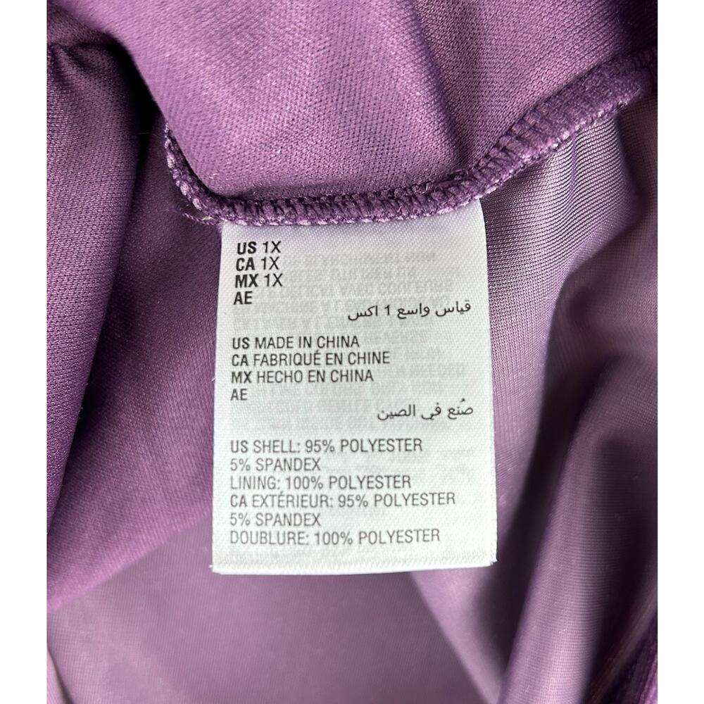 NEW And Now This Velvet Purple Ruched Sleeve Off Shoulder Top Size 1X - Picture 4 of 5